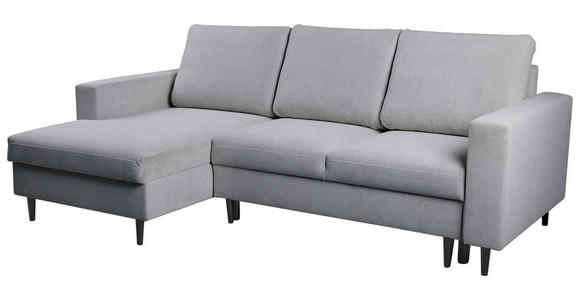 ECKSOFA  in Struktur Hellgrau  - Hellgrau/Schwarz, MODERN, Holz/Kunststoff (145/230cm) - Carryhome