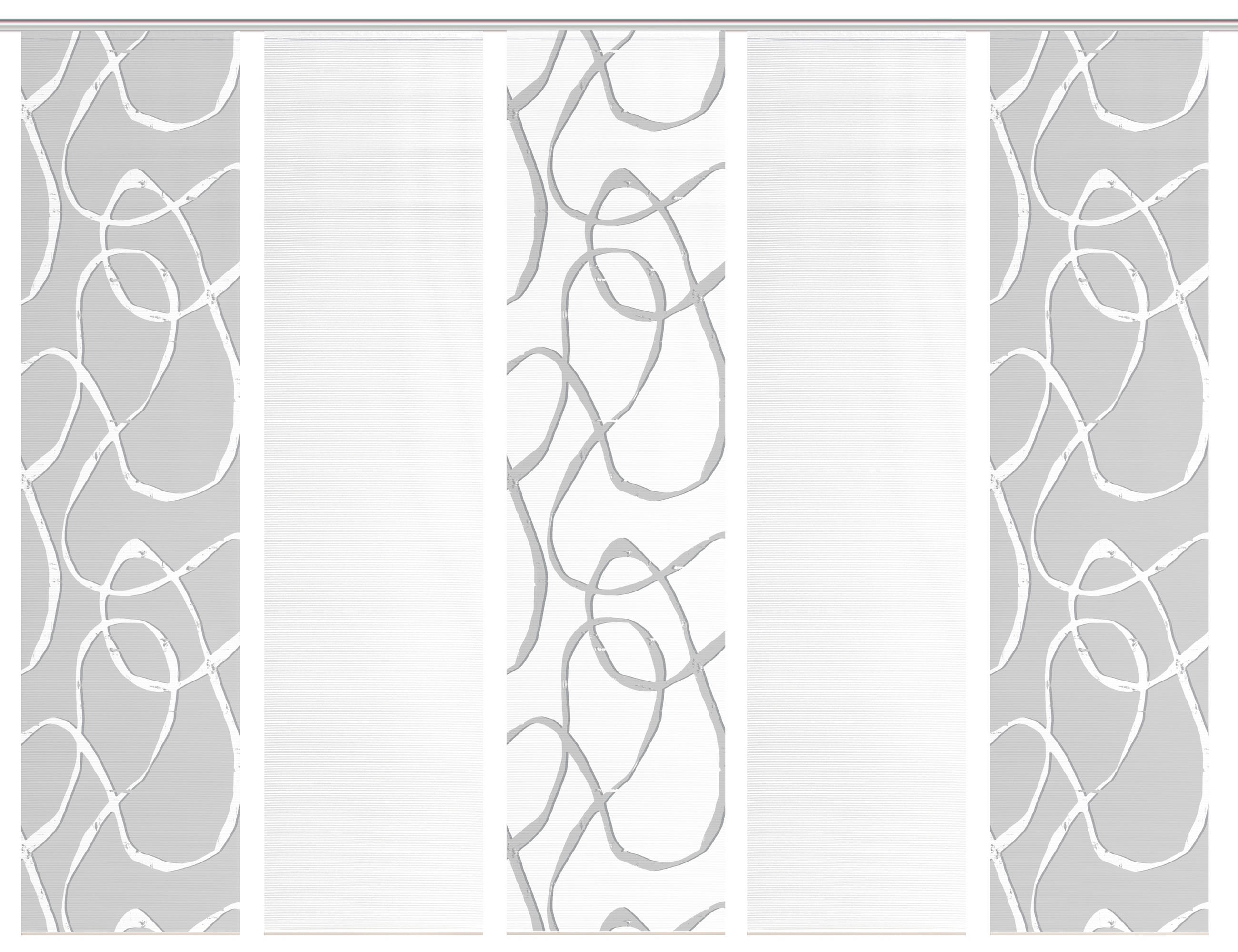 FLÄCHENVORHANG  5 Stück  blickdicht  60/260 cm   - Grau Hochglanz/Weiß, KONVENTIONELL, Textil (60/260cm)