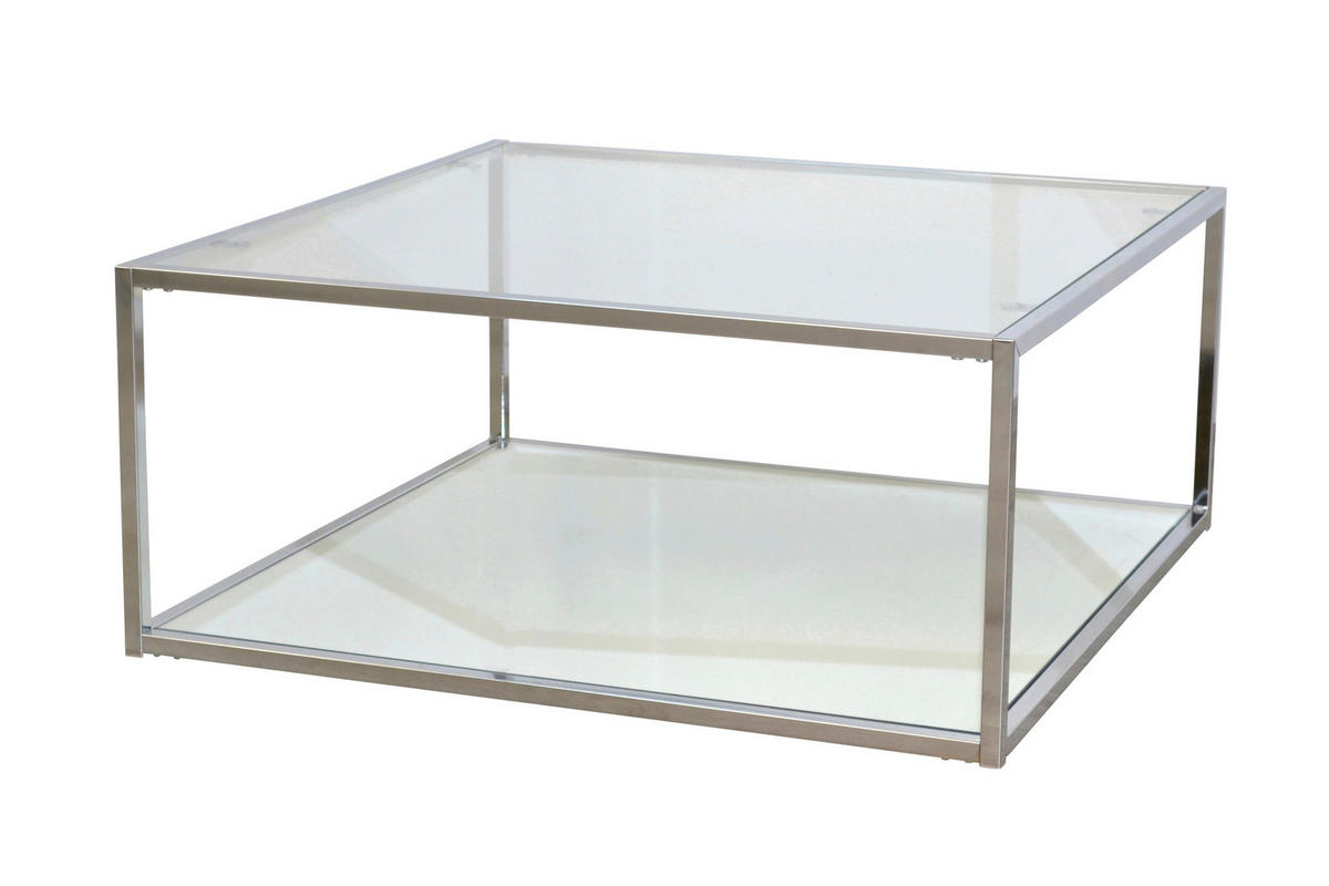 COUCHTISCH Sicherheitsglas, Klarglas, Spiegelglas 80/80/35 cm quadratisch Chromfarben  - Chromfarben, Design, Glas/Metall (80/80/35cm) - MID.YOU