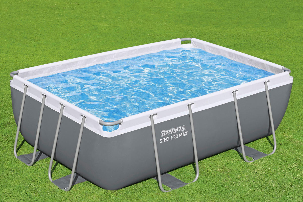 POOL-SET STEEL PRO MAX 56629 282/196/84 cm  - Blau/Grau, KONVENTIONELL, Kunststoff/Metall (282/196/84cm) - Bestway