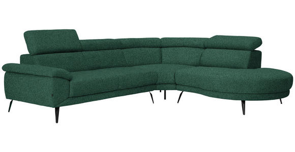 ECKSOFA Grün Velours - Schwarz/Grün, Design, Textil/Metall (299/264cm) - Novel