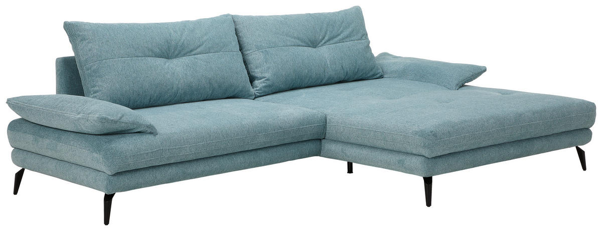 HÖRNSOFFA i flatväv turkos  - turkos/svart, Klassisk, metall/textil (294/176cm) - MID.YOU