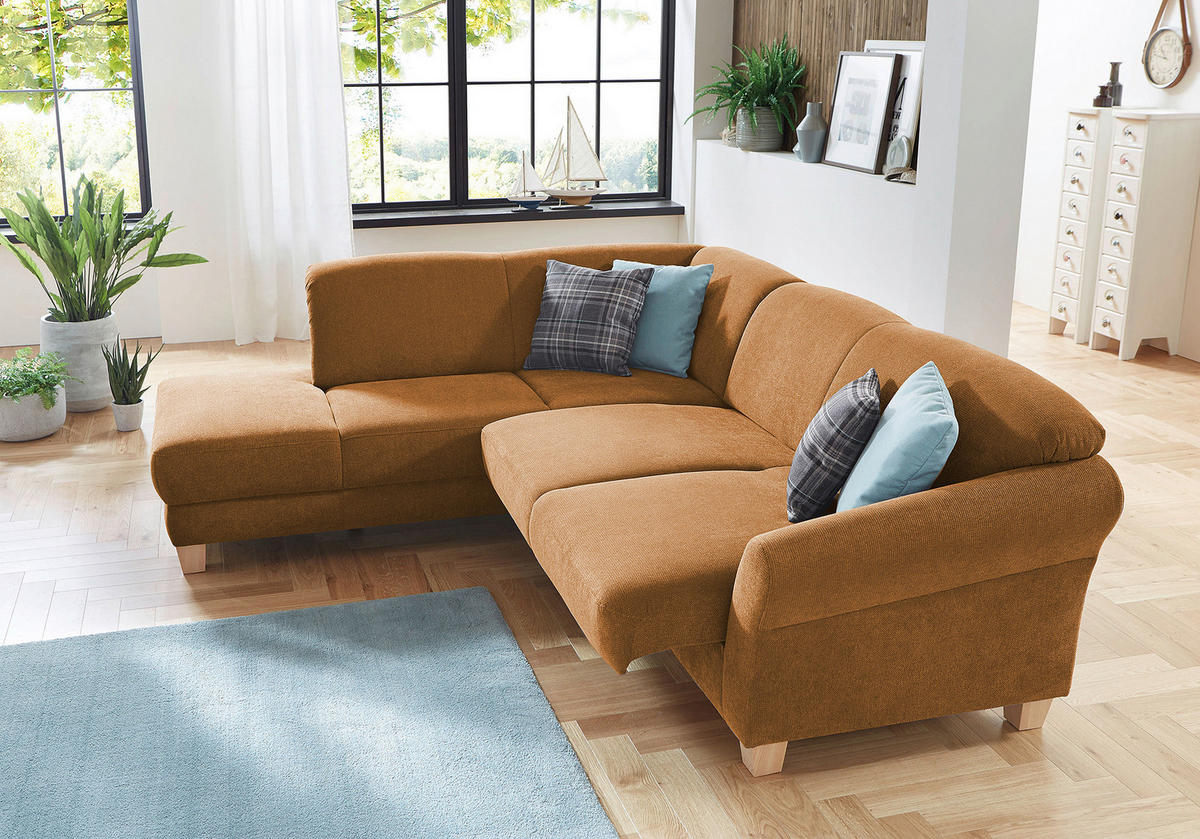 ECKSOFA in Flachgewebe Terracotta  - Terracotta/Naturfarben, Konventionell, Holz/Textil (212/257cm) - Sit & More