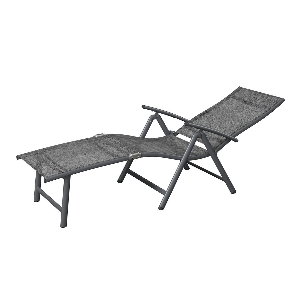 GARTENLIEGE 61/94/180 cm  - Anthrazit/Grau, Basics, Textil/Metall (61/94/180cm) - Ambia Garden