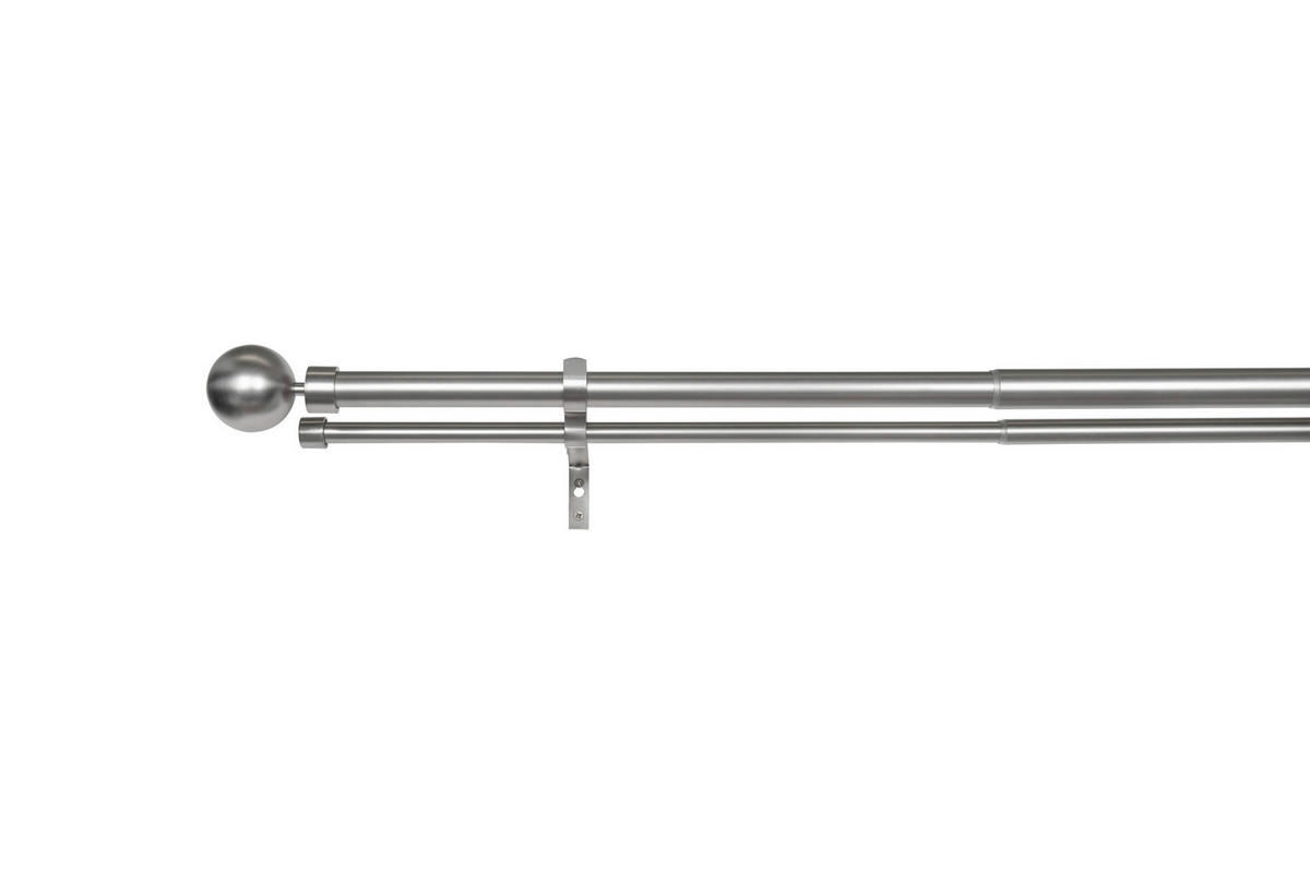 VORHANGSTANGENSET  190 cm  - Grau Hochglanz, Basics, Metall (190cm)