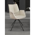 ARMLEHNSTUHL drehbar  Beinauswahl, Lederauswahl, Sitzfläche 360° drehbar  Echtleder  - Creme/Schwarz, Design, Leder/Metall (65/91/63cm) - Dieter Knoll