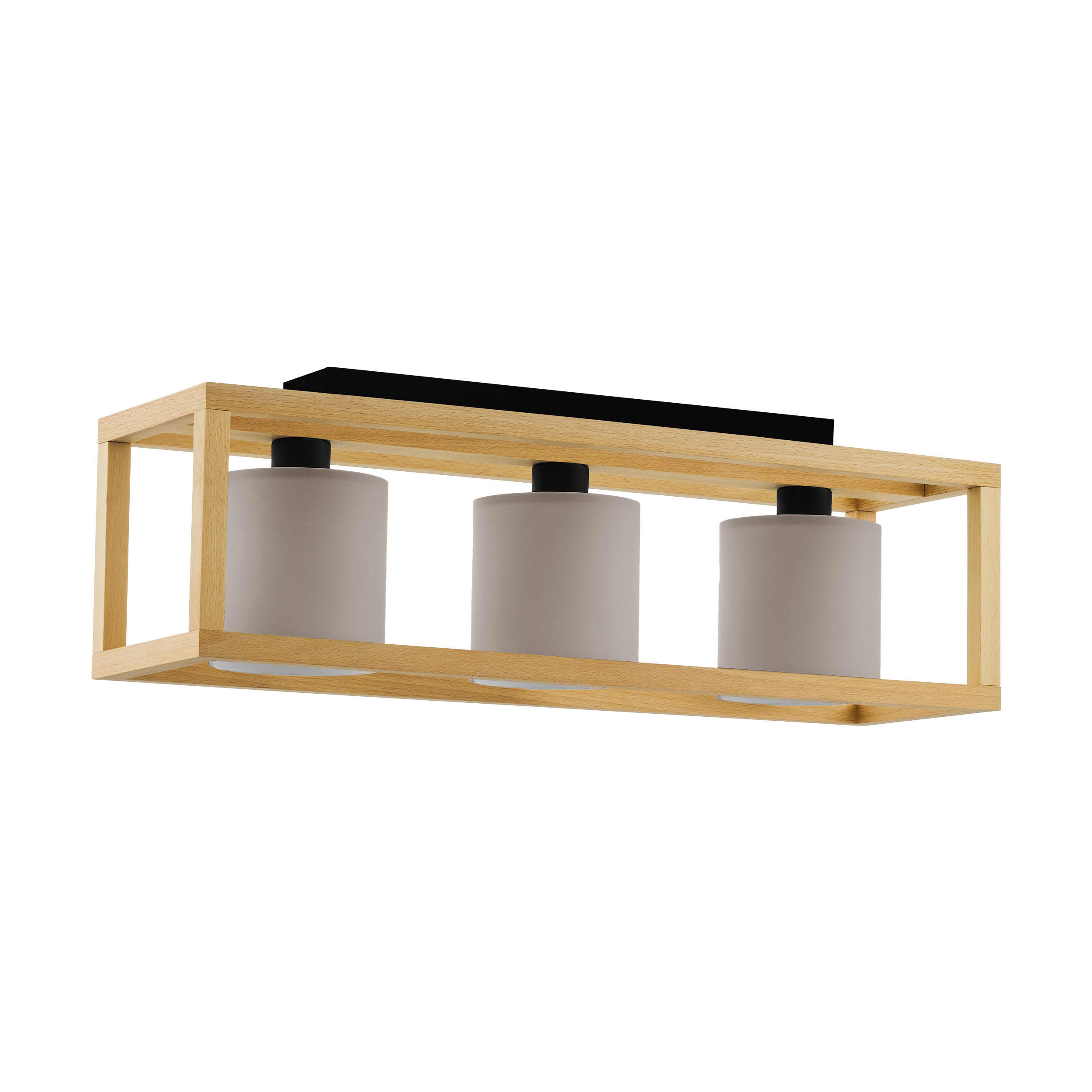 DECKENLEUCHTE 77/20/28 cm   - Schwarz/Braun, Natur, Holz/Textil (77/20/28cm) - Eglo