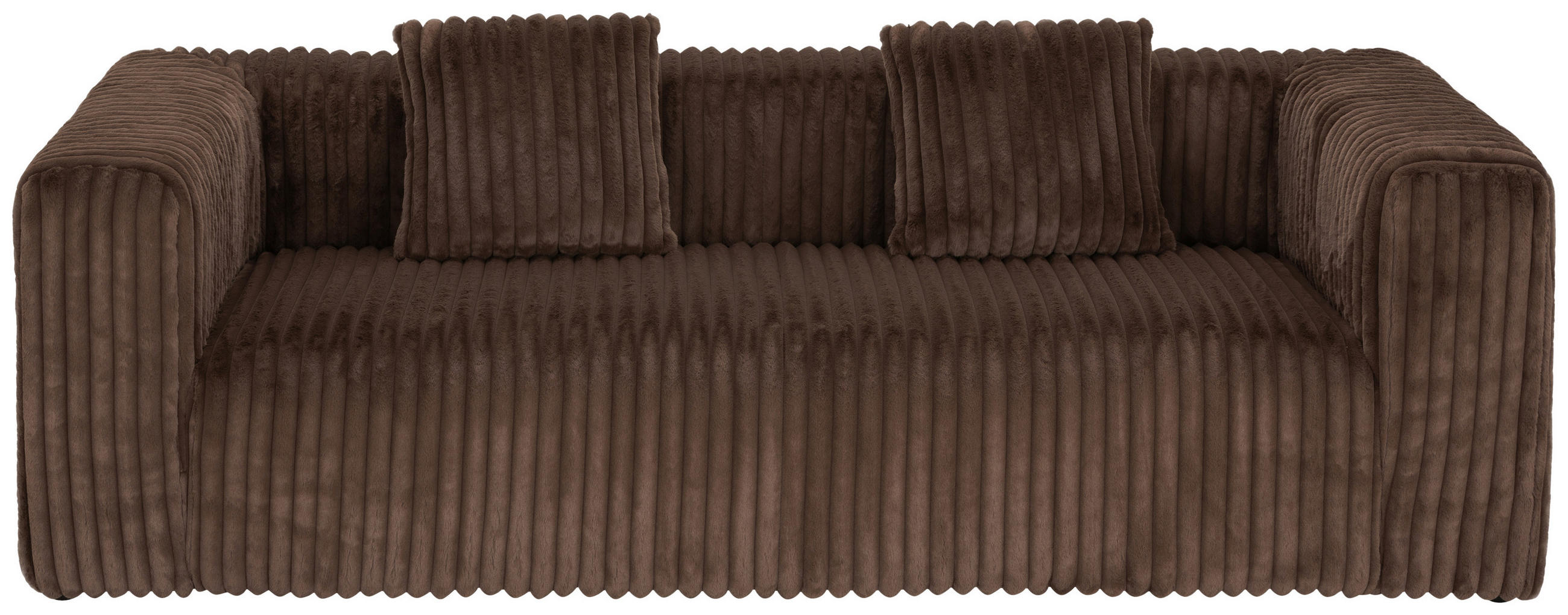 SOFA Cord Braun  - Schwarz/Braun, MODERN, Kunststoff/Textil (224/68/99cm) - MID.YOU