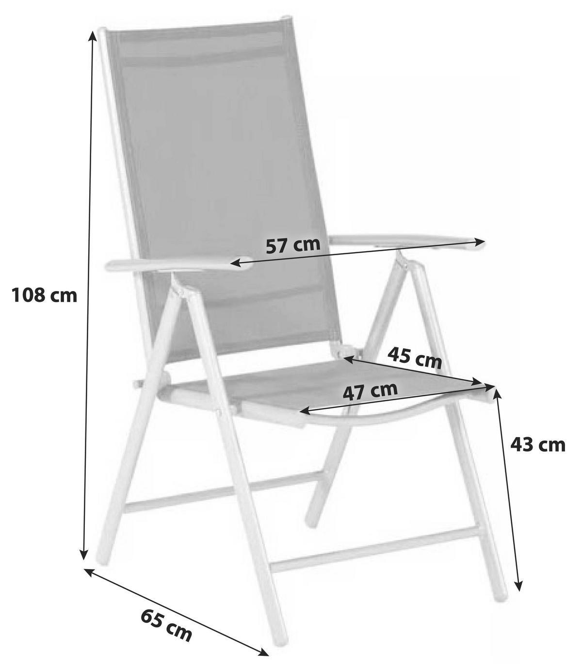GARTENKLAPPSESSEL-SET Aluminium Dunkelblau  - Silberfarben/Dunkelblau, ROMANTIK / LANDHAUS, Textil/Metall (57/108/65cm) - Gardenson