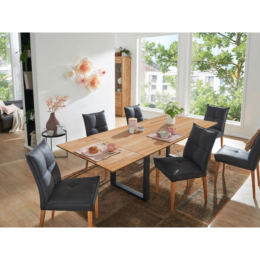Thumbnail - Livetastic Esstisch, Kernbuche, Holz, Metall, Kernbuche, massiv, rechteckig, U-Form, 90x75x160 cm, ausziehbar, Esszimmer...
