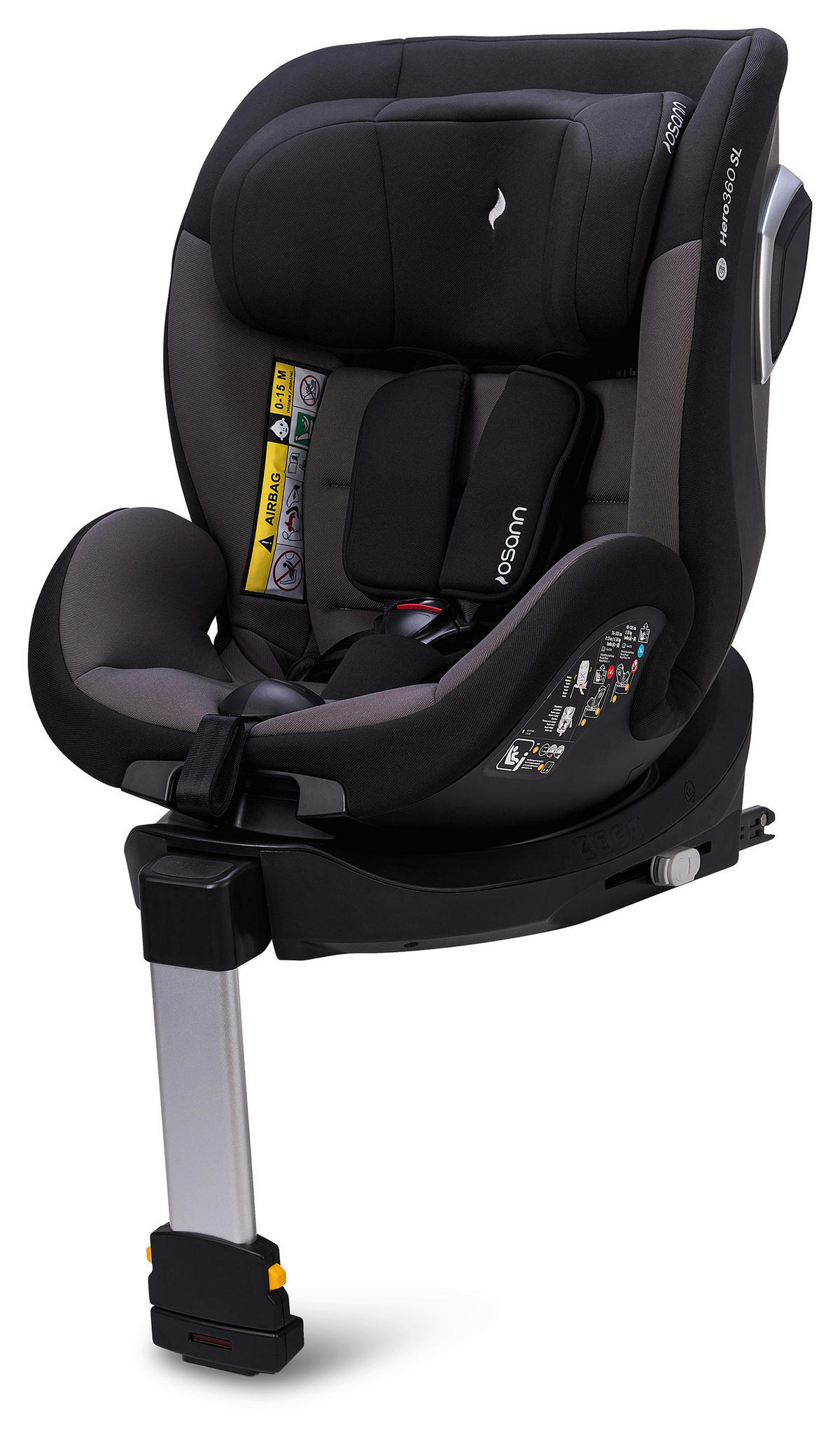 REBOARDER-KINDERSITZ HERO360 SL Twill Black  - Schwarz, Basics, Kunststoff/Textil (44/65/55cm) - Osann