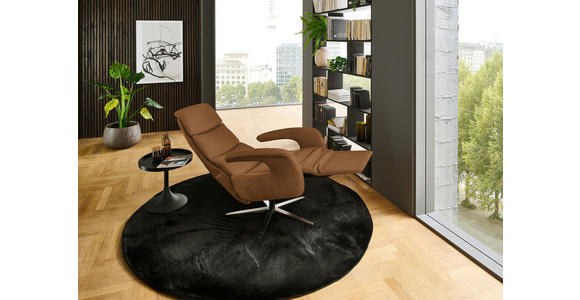 RELAXSESSEL in Leder Karamell  - Edelstahlfarben/Karamell, Design, Leder/Metall (76/119/86cm) - Dieter Knoll
