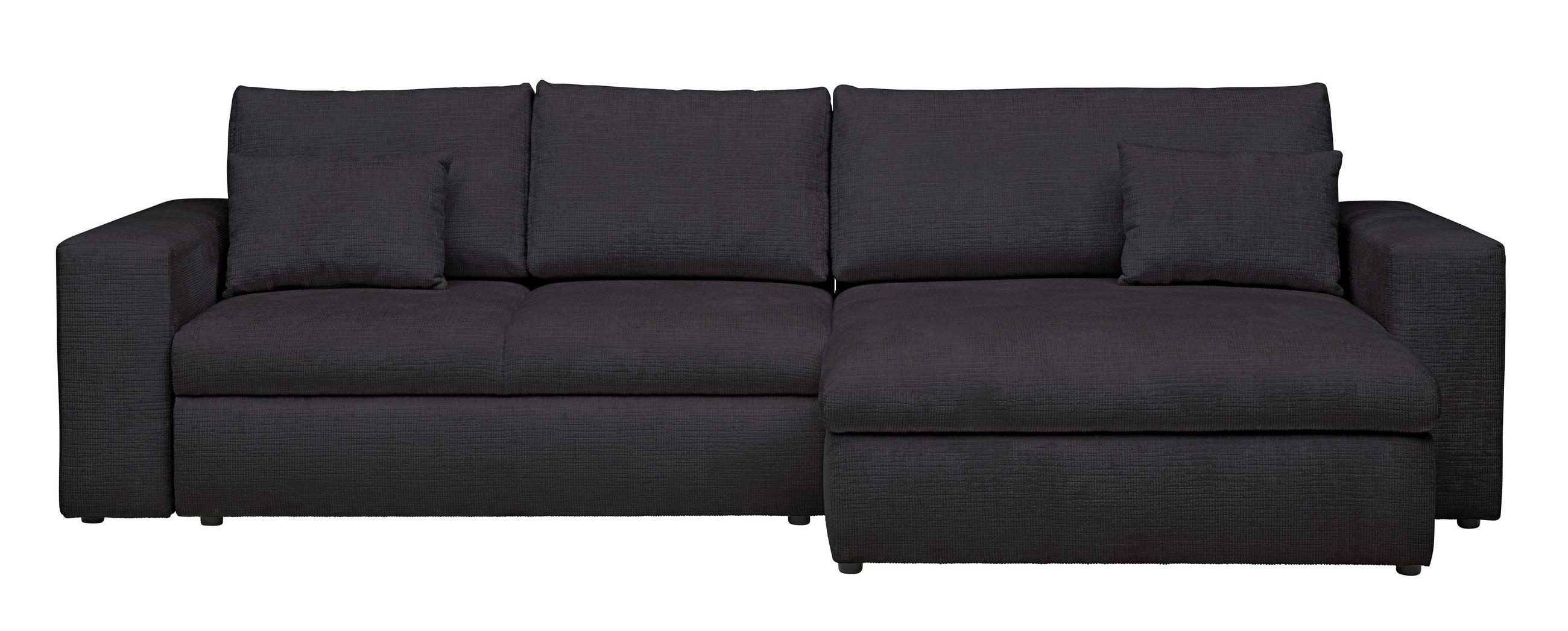 ECKSOFA in Chenille Anthrazit  - Anthrazit/Schwarz, KONVENTIONELL, Kunststoff/Textil (292/150cm) - Hom`in