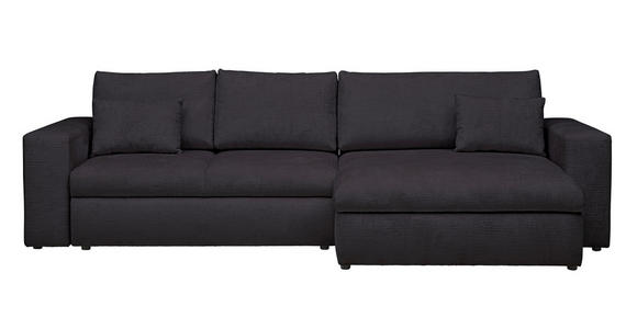 ECKSOFA in Chenille Anthrazit  - Anthrazit/Schwarz, KONVENTIONELL, Kunststoff/Textil (292/150cm) - Hom`in