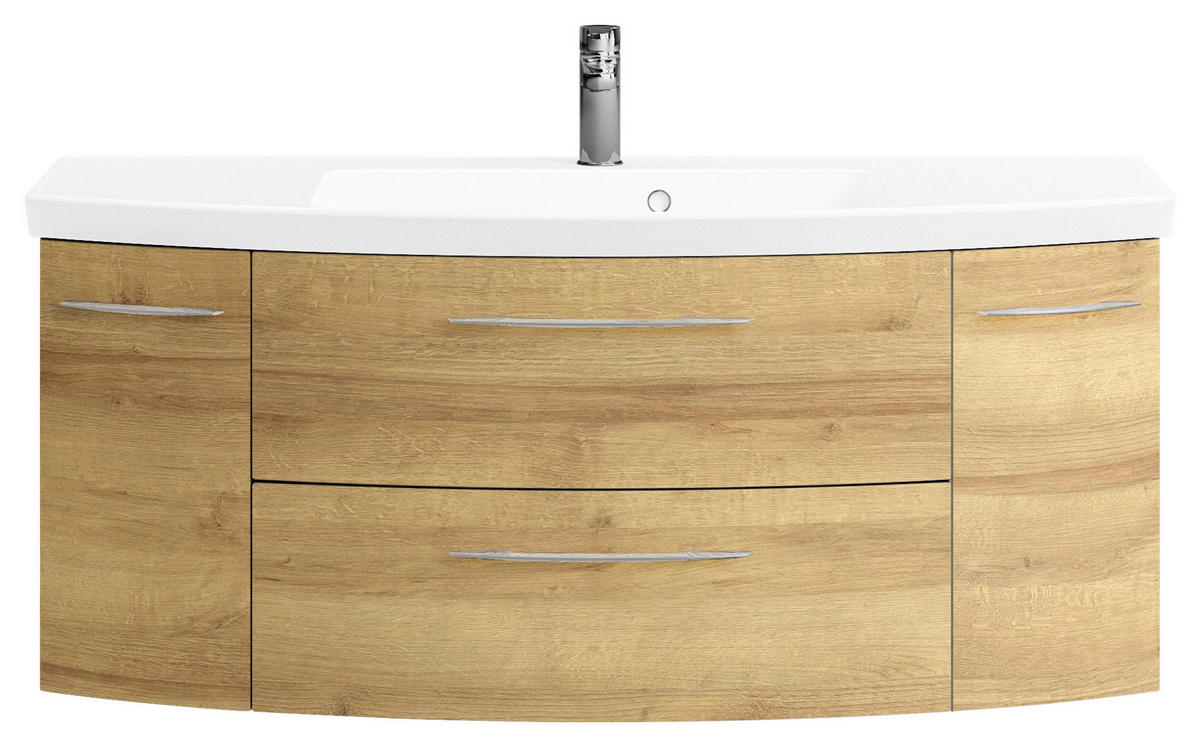 WASCHTISCHKOMBI 121 cm  - Chromfarben/Eichefarben, KONVENTIONELL, Glas/Holzwerkstoff (121cm) - Pelipal