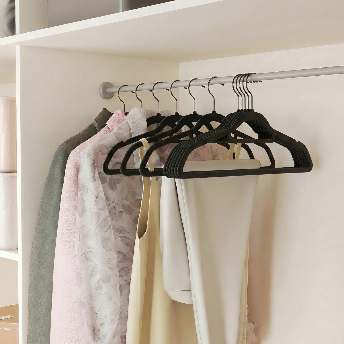 KLEIDERBÜGELSET Metall, Kunststoff, Textil  - Schwarz, Trend, Kunststoff/Textil (43,5/22,5/9cm) - Boxxx