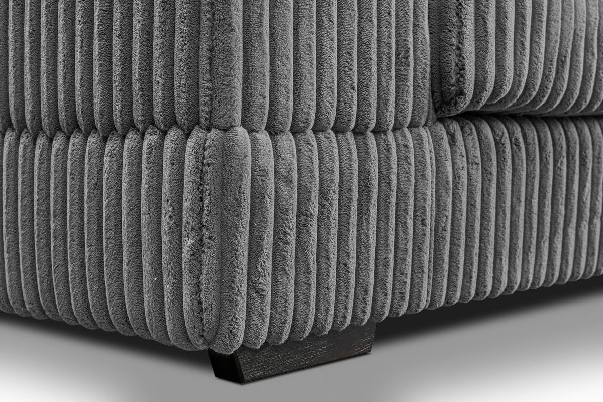 ECKSOFA Grau Cord  - Schwarz/Grau, Design, Kunststoff/Textil (195/285cm) - MID.YOU