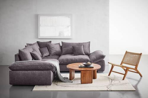 ECKSOFA in Velours Dunkelgrau  - Chromfarben/Dunkelgrau, Konventionell, Kunststoff/Textil (247/247cm) - Carryhome