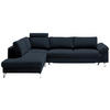 ECKSOFA in Echtleder Dunkelblau  - Chromfarben/Dunkelblau, Design, Leder/Metall (200/281cm) - Pure Home Lifestyle