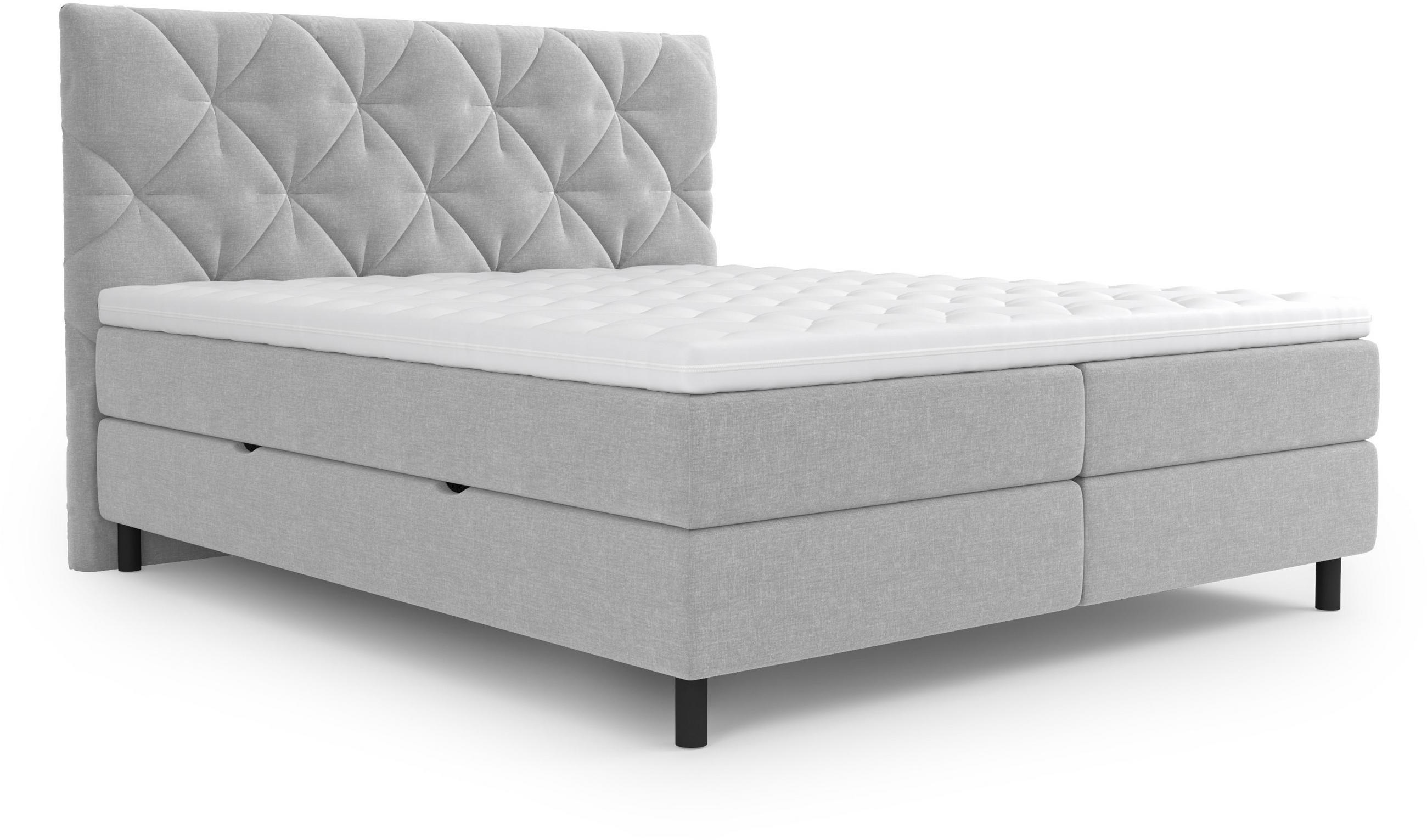 BOXBETT 180/200 cm  in Hellgrau  - Hellgrau/Schwarz, Design, Holz/Holzwerkstoff (180/200cm) - Esposa