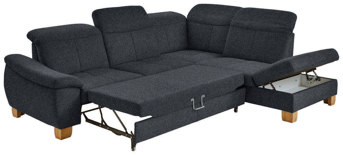 ECKSOFA in Flachgewebe Anthrazit  - Wildeiche/Anthrazit, Natur, Holz/Textil (301/243cm) - Voleo