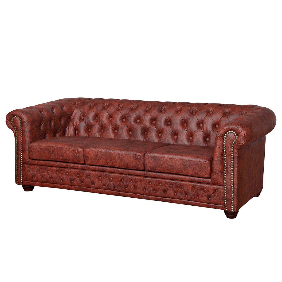 SITZGARNITUR YORK in Lederlook Rostfarben  - Rostfarben/Braun, Design, Holz/Textil (203/72/86cm) - P & B