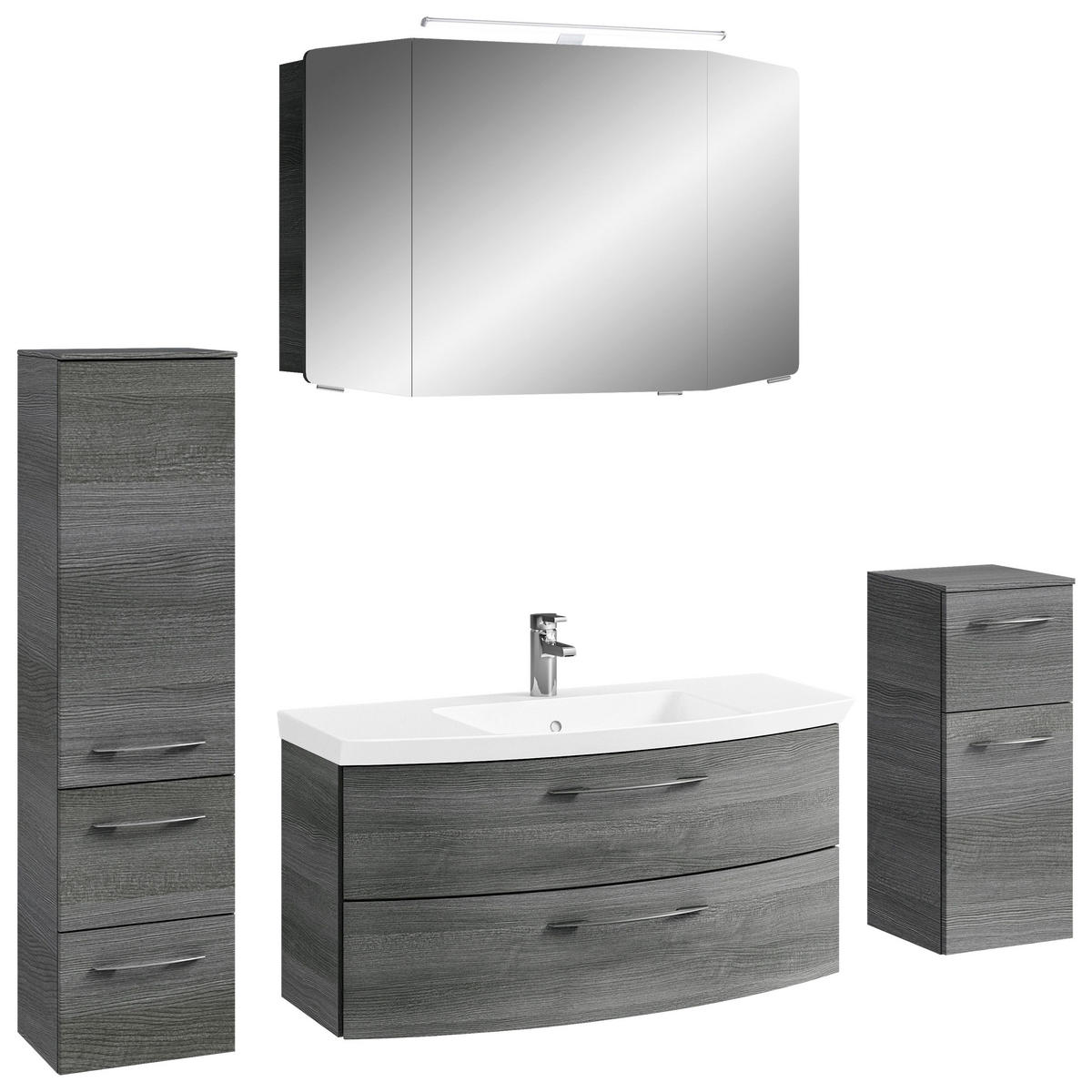 BADEZIMMER 5-teilig  in 161 cm  - Chromfarben/Graphitfarben, KONVENTIONELL, Glas/Holzwerkstoff (161cm) - Pelipal