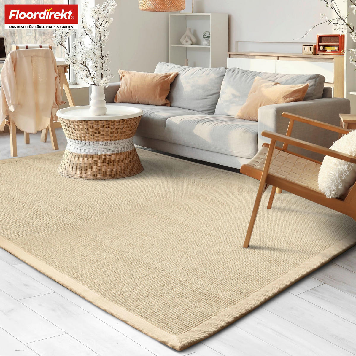 FLACHWEBETEPPICH 200/200 cm Amazonas Naturfarben rechteckig  - Naturfarben, Basics, Kunststoff/Textil (200/200cm) - Floordirekt