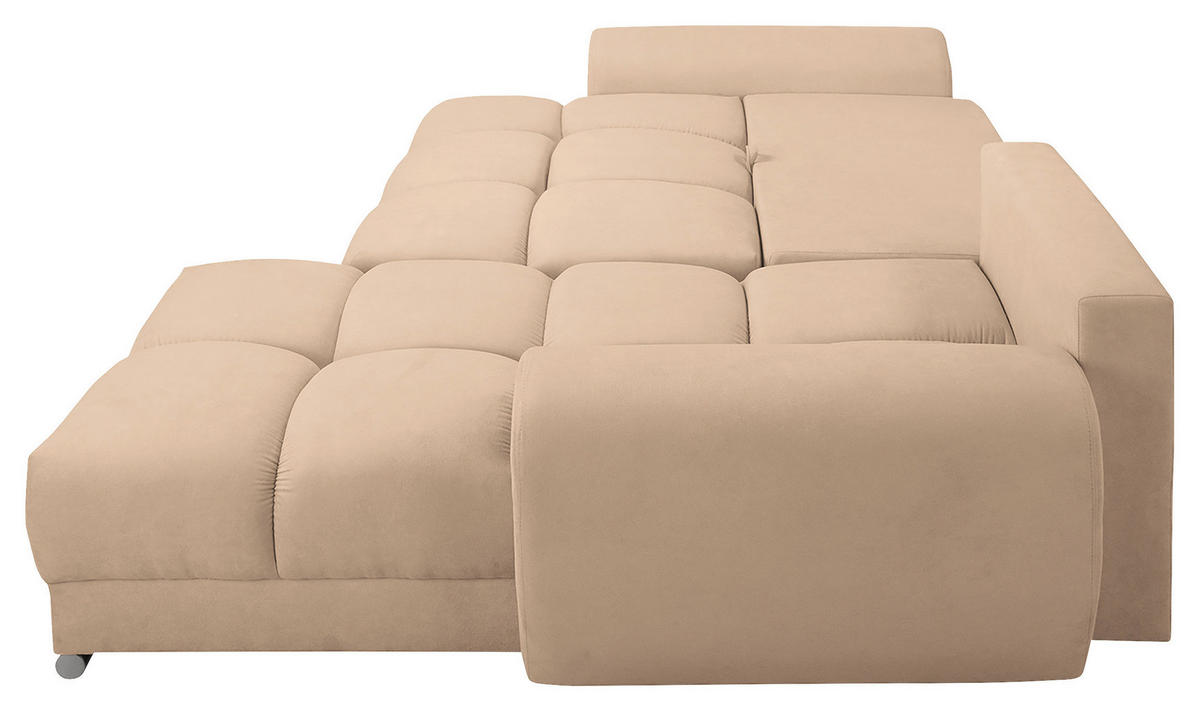 ECKSOFA in Mikrofaser Beige  - Beige/Silberfarben, Design, Textil/Metall (256/175cm) - Livetastic