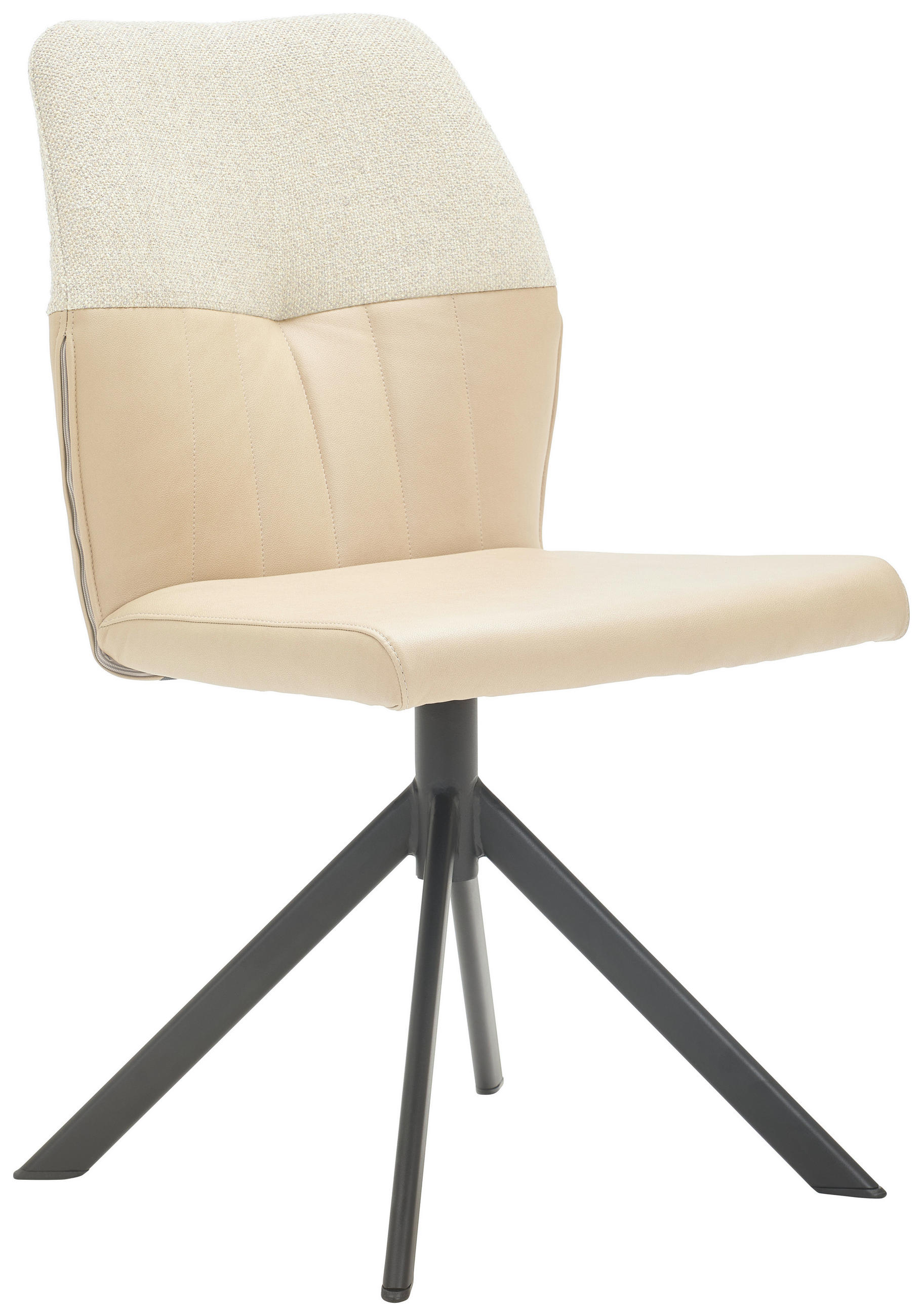 STUHL  in Lederlook, Webstoff Textil  - Beige/Schwarz, KONVENTIONELL, Textil/Metall (49,5/87/62,5cm) - Valdera