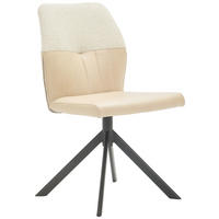 STUHL  in Lederlook, Webstoff  - Beige/Schwarz, Konventionell, Textil/Metall (49,5/87/62,5cm) - Valdera
