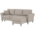 ECKSOFA Sandfarben Velours  - Sandfarben/Schwarz, KONVENTIONELL, Holz/Textil (244/159cm) - Carryhome