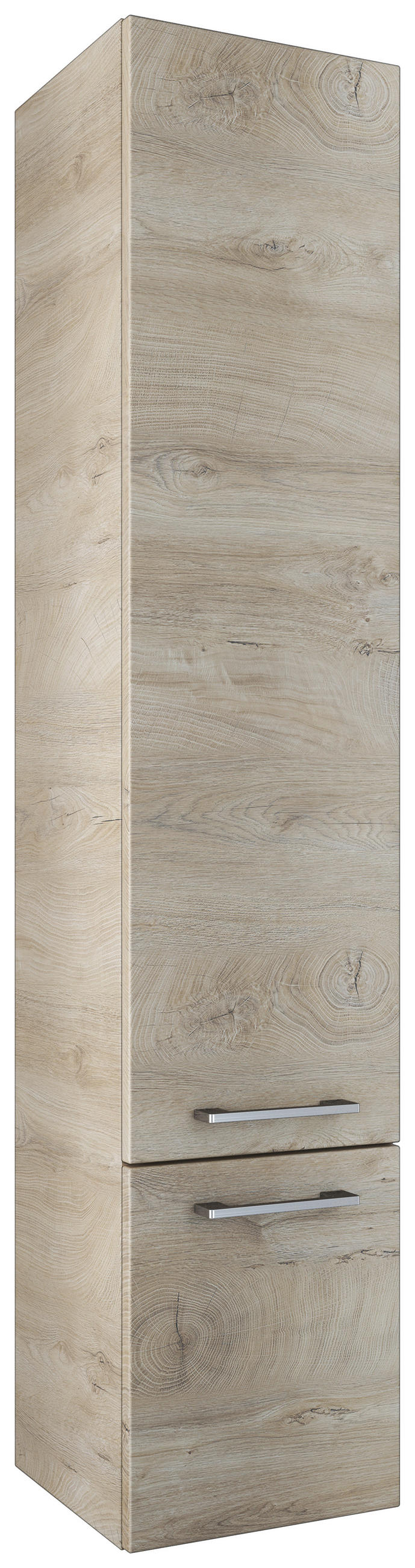 HOCHSCHRANK 35/168/35 cm  - Chromfarben/Hellbraun, Basics, Glas/Holzwerkstoff (35/168/35cm)