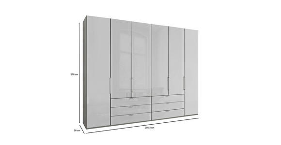 FALTTÜRENSCHRANK 300/216/58 cm 6-türig  - Chromfarben/Weiß, KONVENTIONELL, Glas/Holzwerkstoff (300/216/58cm) - Dieter Knoll