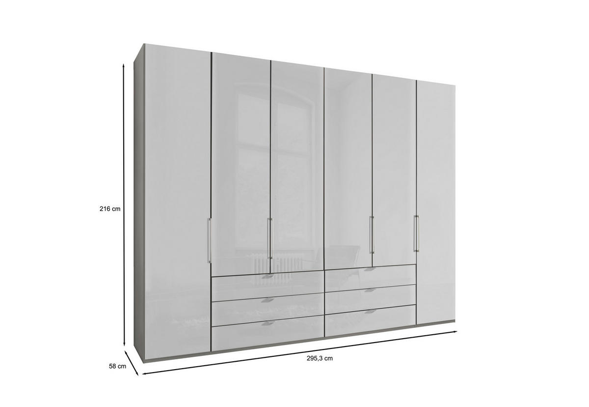 FALTTÜRENSCHRANK in Grau, Weiss  - Chromfarben/Weiss, Konventionell, Glas/Holzwerkstoff (300/216/58cm) - Dieter Knoll