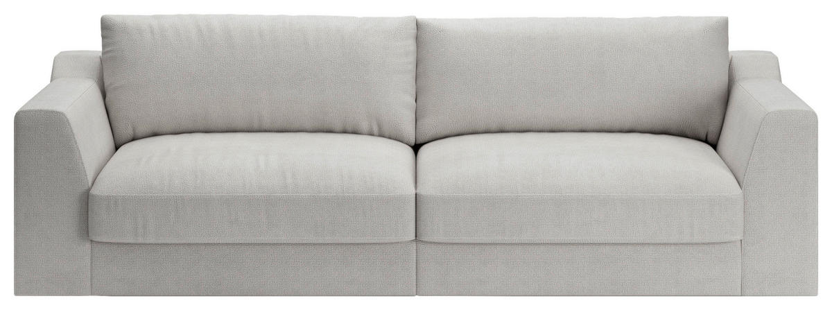 BIGSOFA Chenille, Flachgewebe Hellgrau  - Hellgrau/Schwarz, Design, Kunststoff/Textil (276/90/109cm) - home24