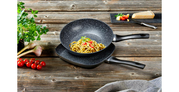 PFANNENSET Aluminium, Edelstahl 2-teilig  - Schwarz, Basics, Kunststoff/Metall - Homeware Profession.