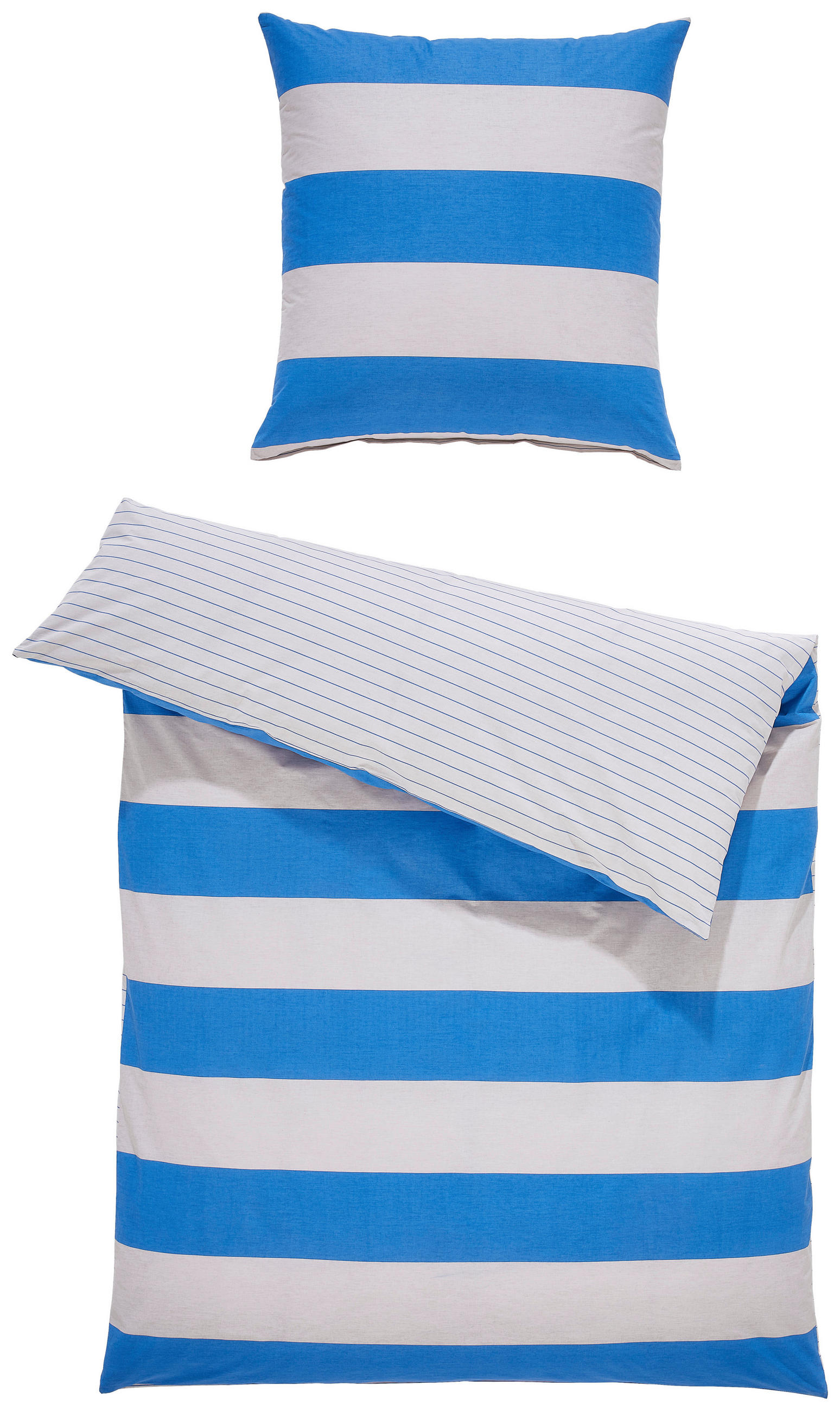 WENDEBETTWÄSCHE Renforcé 155/220 cm  - Sandfarben/Blau, Design, Textil (155/220cm) - Tom Tailor