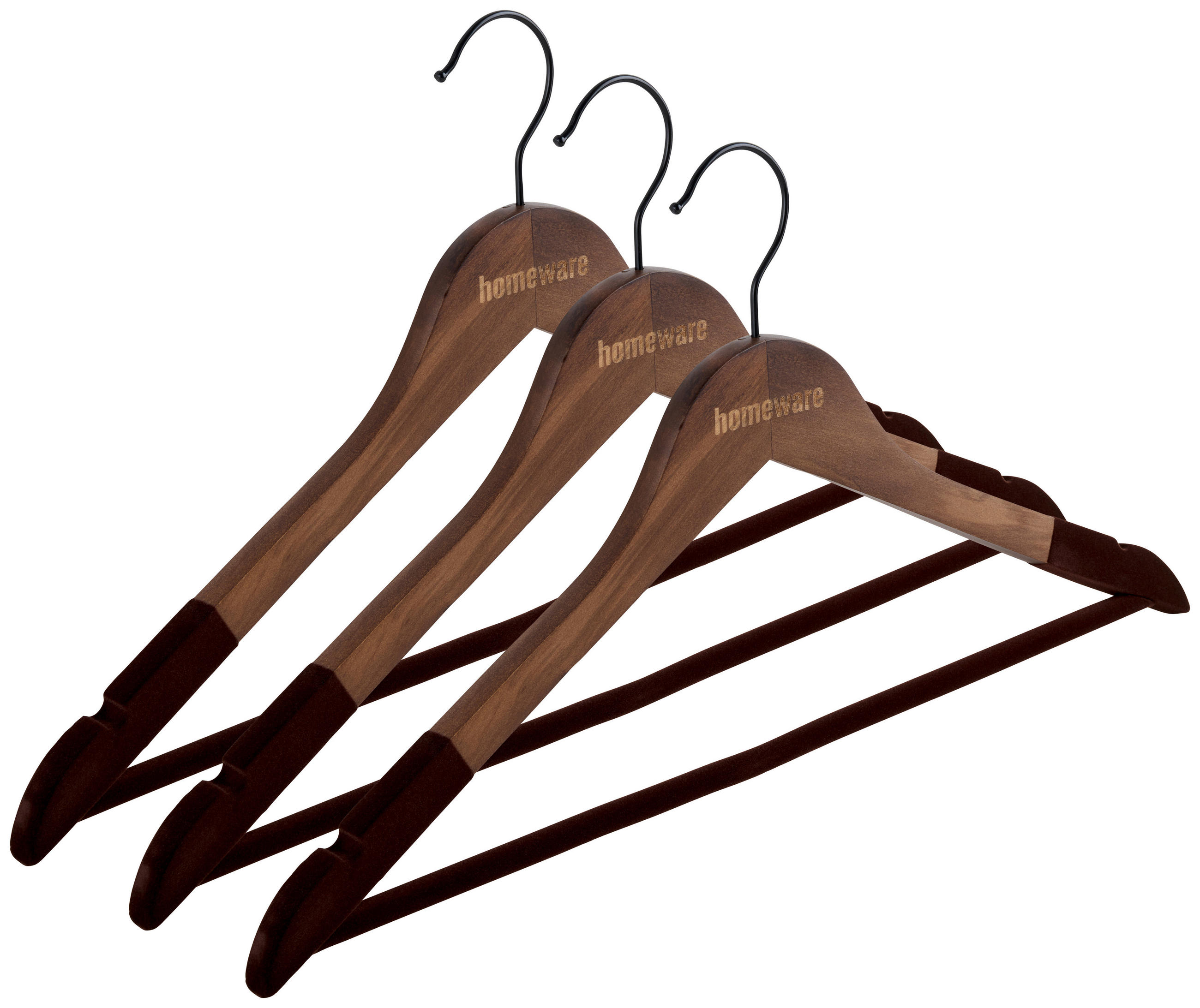 Umeraș, lemn, metal, textil  - nucă, Basics, lemn/metal (44,5cm) - Homeware