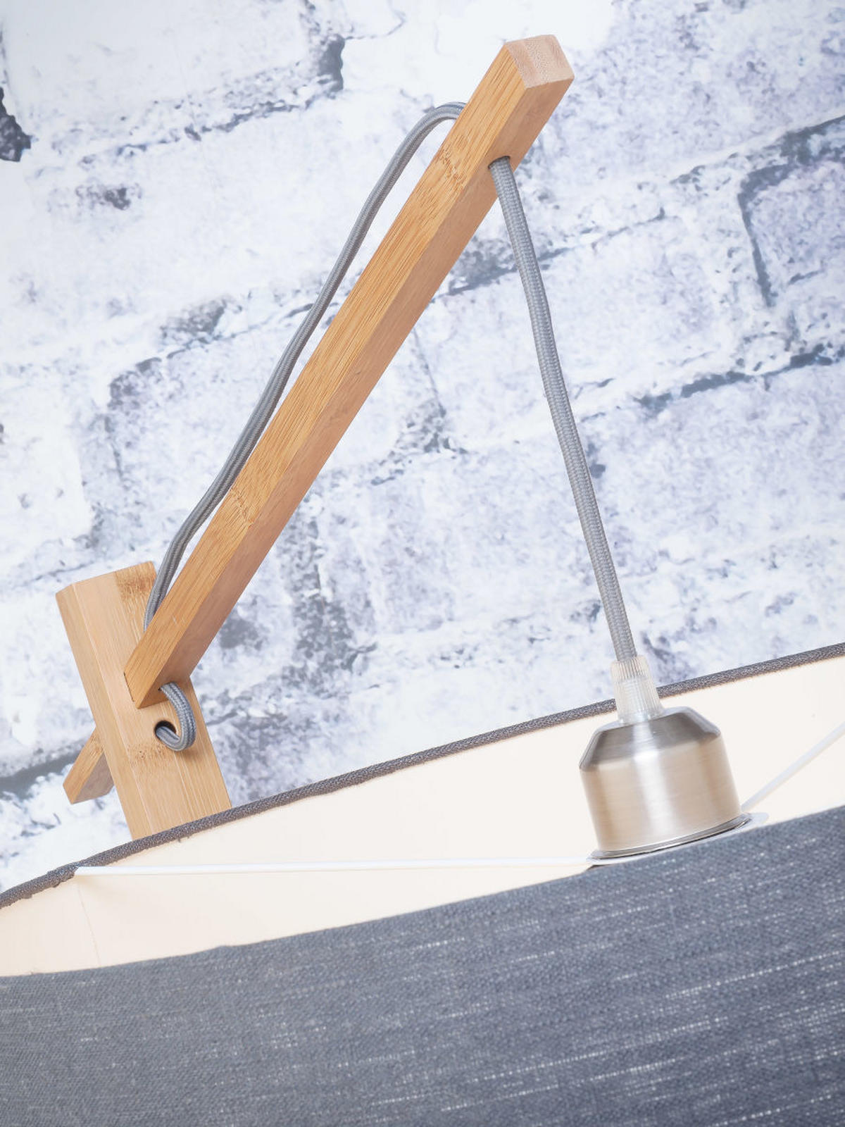 STEHLEUCHTE 70/176 cm    - Dunkelgrau/Naturfarben, Design, Holz/Textil (70/176cm) - Good & Mojo