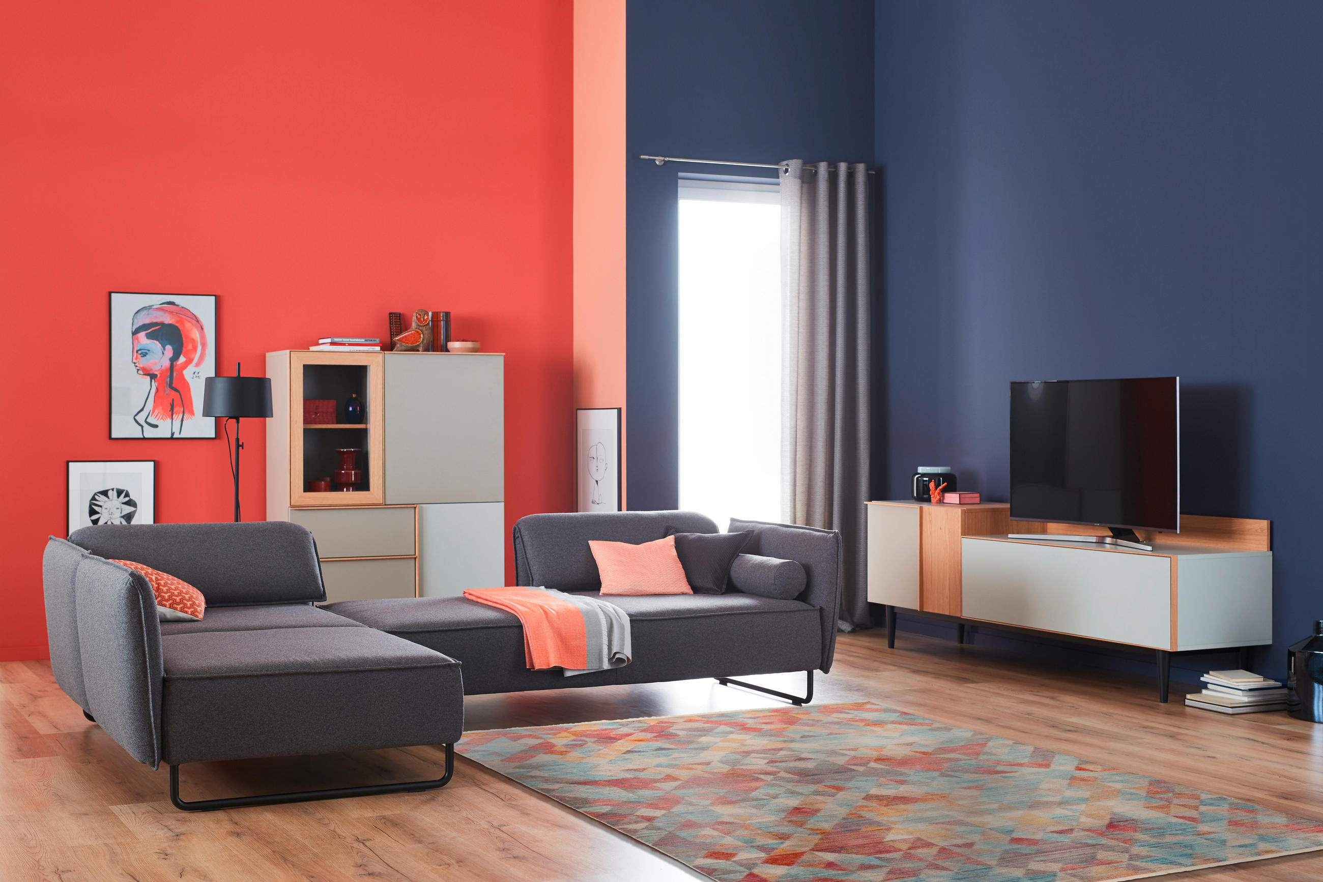 WEBTEPPICH 70/140 cm Mystik Orange, Rot, Türkis  - Türkis/Rot, Design, Textil (70/140cm) - Schöner Wohnen