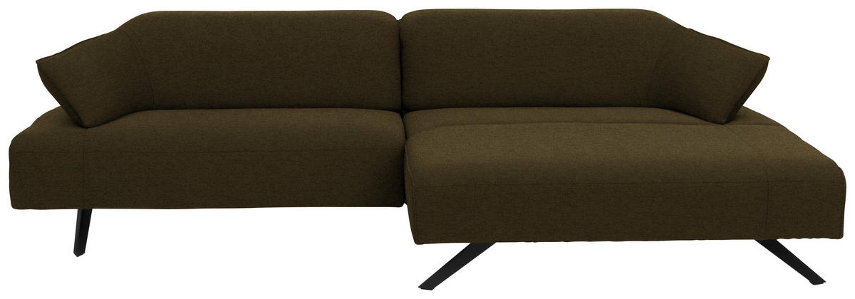 ECKSOFA in Struktur Dunkelgrün  - Dunkelgrün/Anthrazit, Design, Textil/Metall (276/165cm) - Himolla