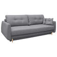 SCHLAFSOFA Webstoff Grau  - Buchefarben/Grau, KONVENTIONELL, Holz/Textil (220/90/95cm) - Carryhome
