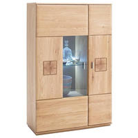 HIGHBOARD  in 90/141/38 cm  - Eichefarben/Nickelfarben, Design, Glas/Holz (90/141/38cm) - Livetastic