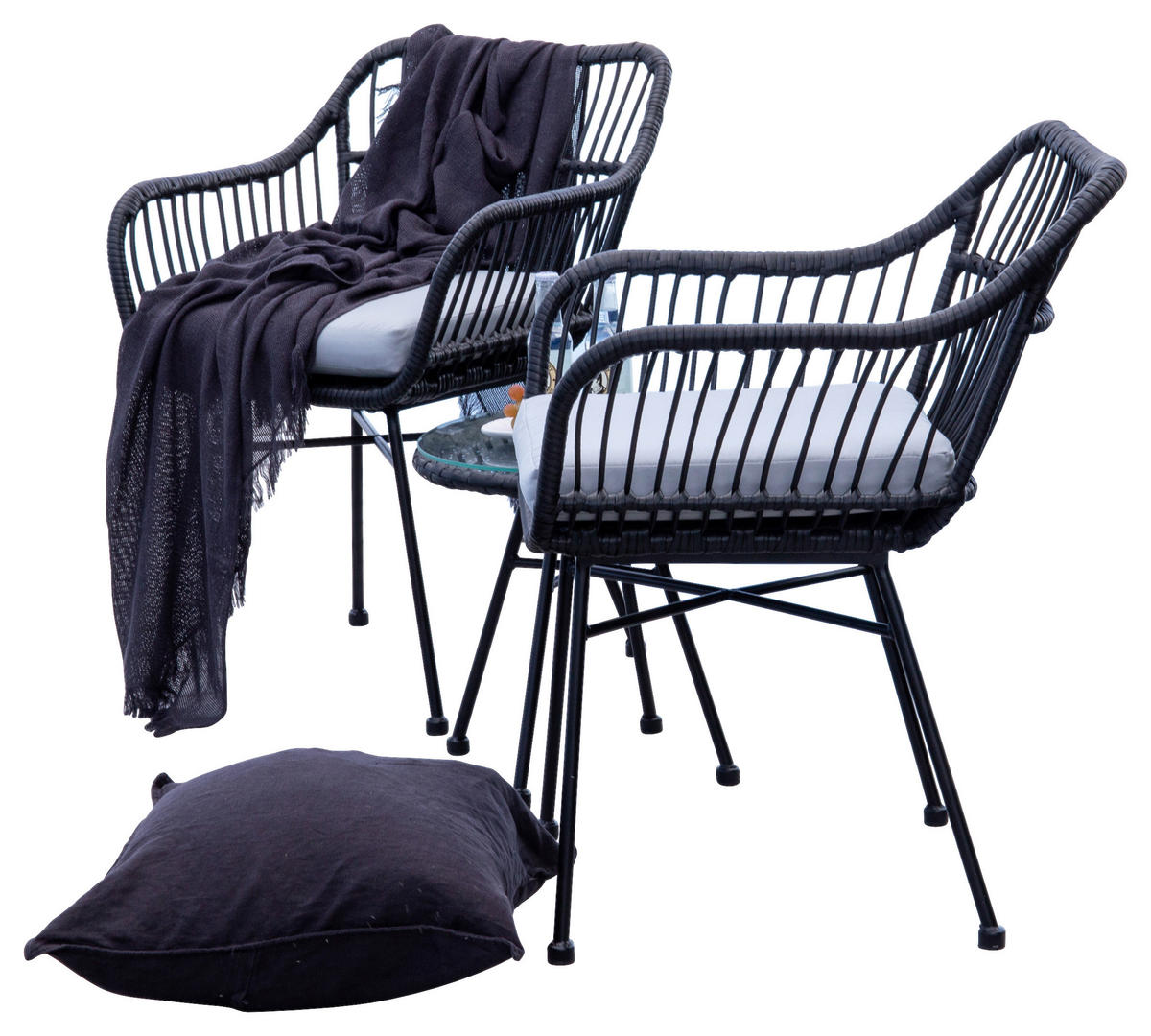 CAFÉSET metall, plast  - svart, Klassisk, metall/plast - Gardenson