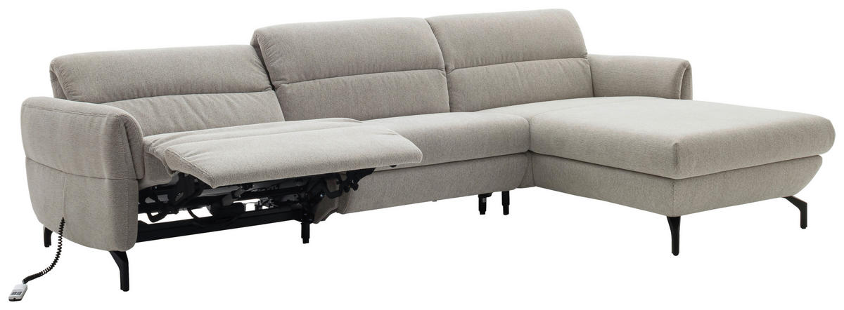 ECKSOFA Beige Chenille  - Beige/Schwarz, Design, Textil/Metall (299/187cm) - Schöner Wohnen