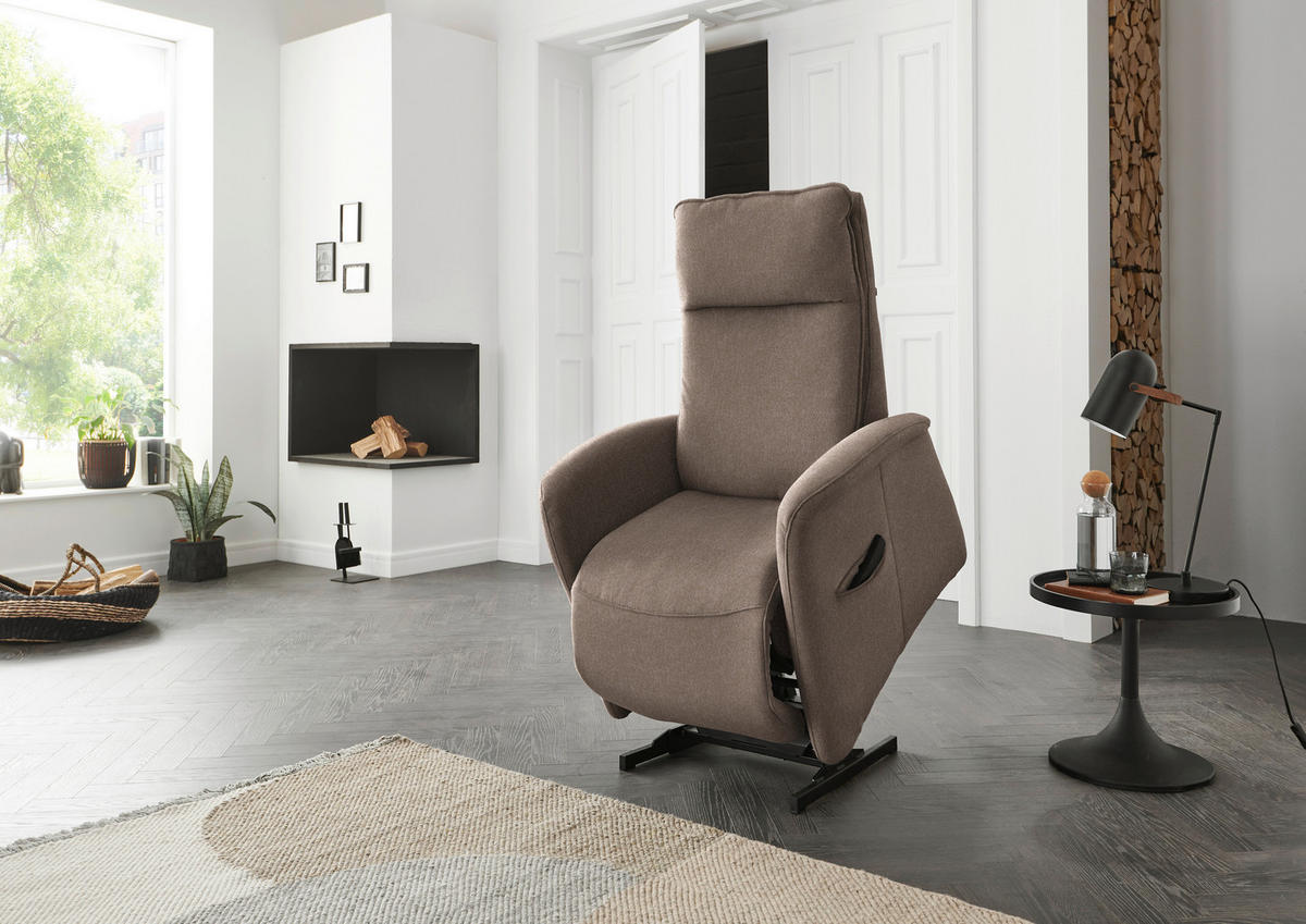 FERNSEHSESSEL in Chenille Hellbraun  - Hellbraun, KONVENTIONELL, Kunststoff/Textil (79-83/108/87cm) - Valdera