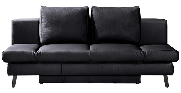 SCHLAFSOFA Schwarz Echtleder  - Schwarz, KONVENTIONELL, Leder/Metall (200/85/90cm) - Novel