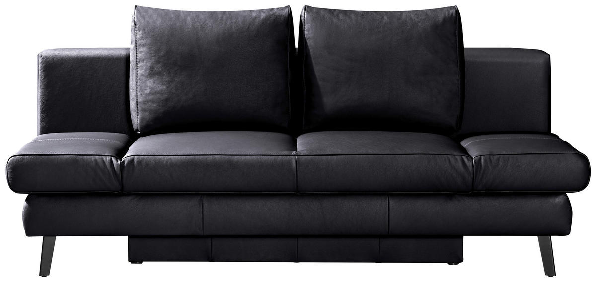 SCHLAFSOFA Schwarz Echtleder  - Schwarz, KONVENTIONELL, Leder/Metall (200/85/90cm) - Novel