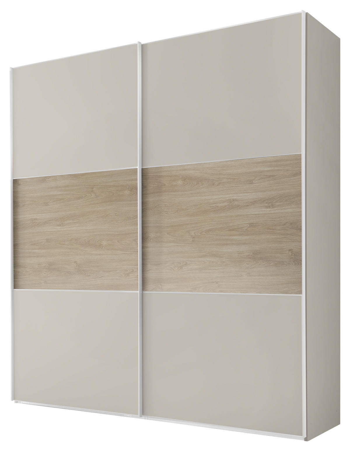 SCHWEBETÜRENSCHRANK  in Sandfarben, Eiche San Remo  - Sandfarben/Alufarben, MODERN, Glas/Holzwerkstoff (188/222/68cm) - MID.YOU